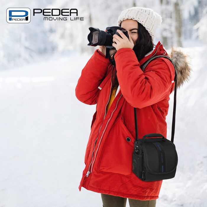 Сумка для DSLR камери PEDEA Essex M чорно-синя з водонепроникним чохлом та відділеннями для аксесуарів