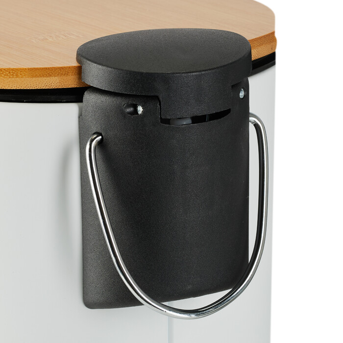 Relaxdays Waste Bin 3 l with Bamboo Lid