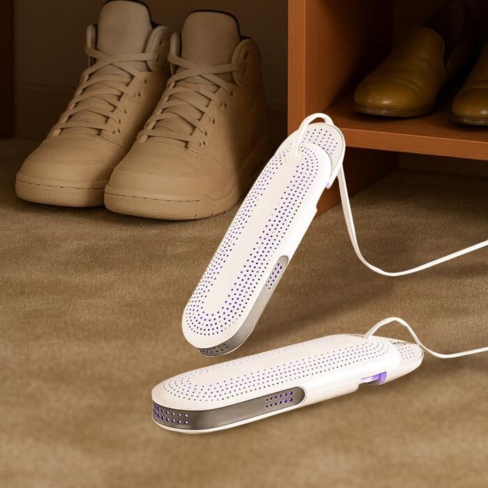 Електричний сушильник для взуття з висувною конструкцією (EU-штекер) - з антибактеріальною функцією, таймером 12/8/4 год, для футбольних чобіт/черевиків (спорт, відпочинок, дім)