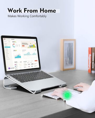 Підставка для ноутбука Soqool, ергономічна, з вентиляцією, сумісна з MacBook, Lenovo, Huawei, Acer, Dell, HP (10-17 дюймів), срібна