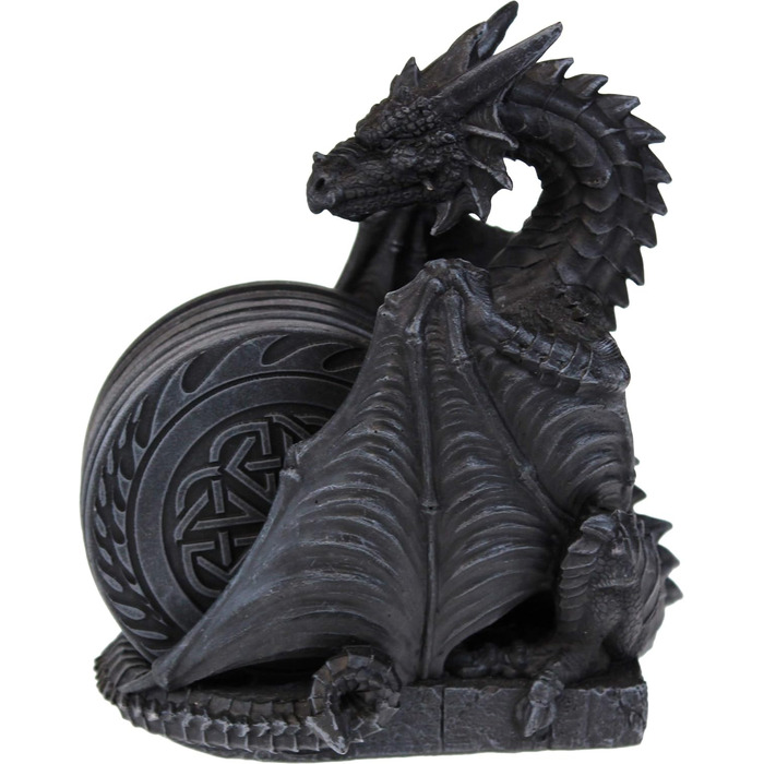 Nemesis Now Dragons Lair Coaster Set, 16.5 cm, Black