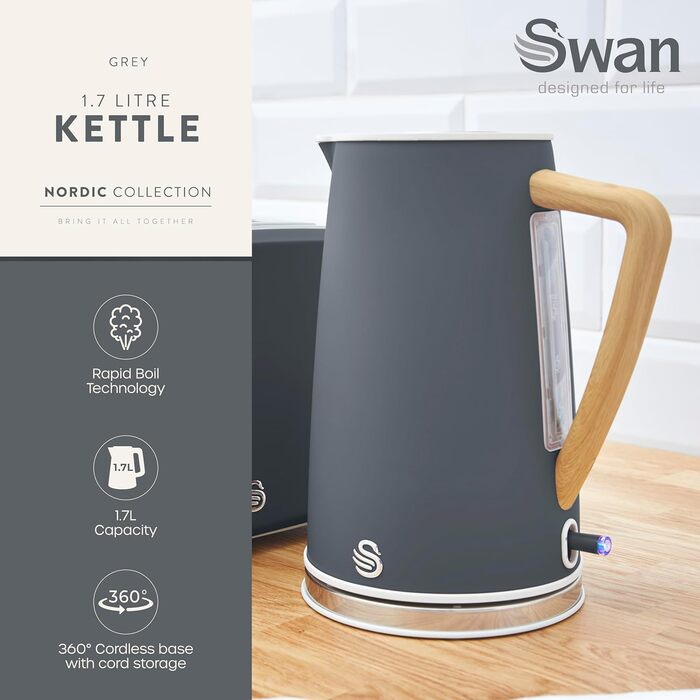 Електричний чайник Swan Nordic Cordless Kettle 1.1 Single