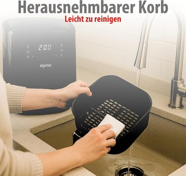 Фритюрниця Alpina Heißluft XXL (6л) з цифровим дисплеєм: для 4-6 осіб, 80-200°C, таймер до 2 годин, 1800W