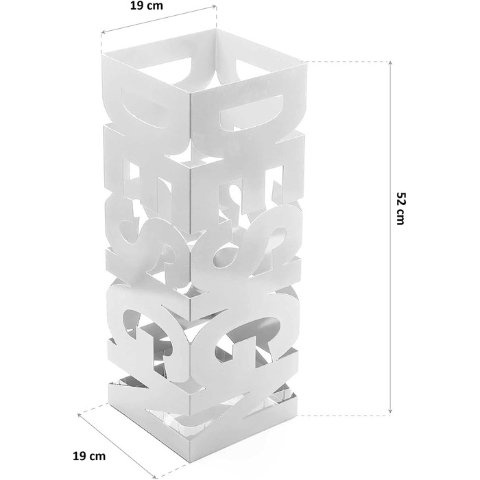 Modern White Metal Umbrella Stand for Entryway, Room, or Hallway - 52x18x18 cm