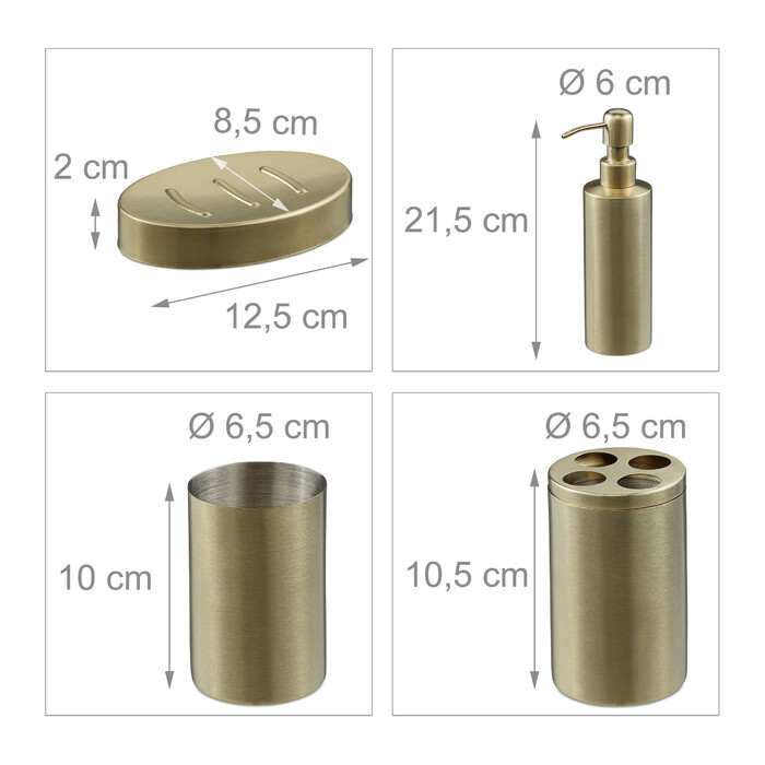 Relaxdays 4-Piece Bathroom Set in Gold