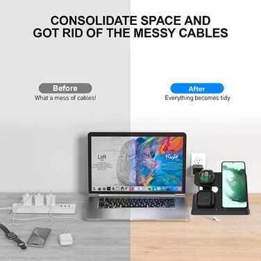 Бездротова зарядка 3-в-1 для Samsung Galaxy: смартфони, навушники, годинники (чорний)