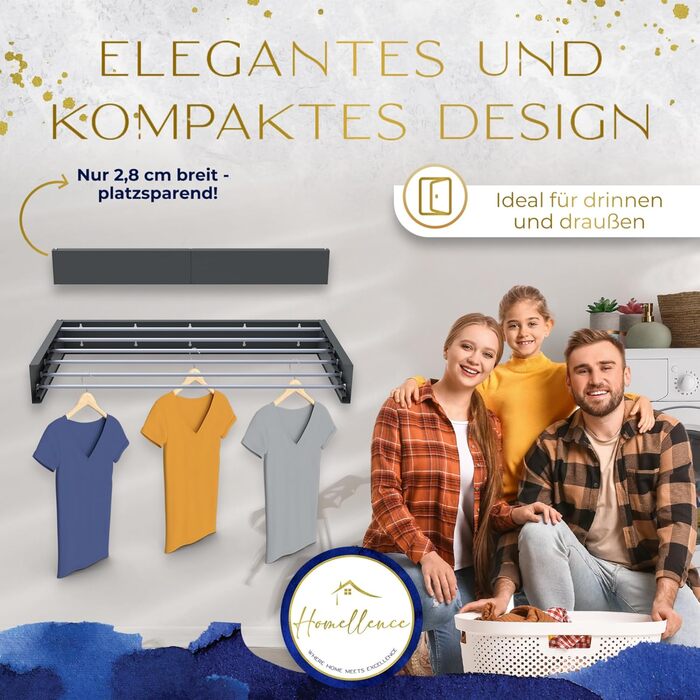 Настінна сушарка для білизни Homellence - висувна, 3.50м, білий/антрацит