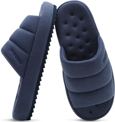 Чоловічі домашні тапочки KuaiLu, стильні, з плетінням, з м'якою устілкою з піною Memory Foam, для дому та вулиці, темно-синій, 44 EU