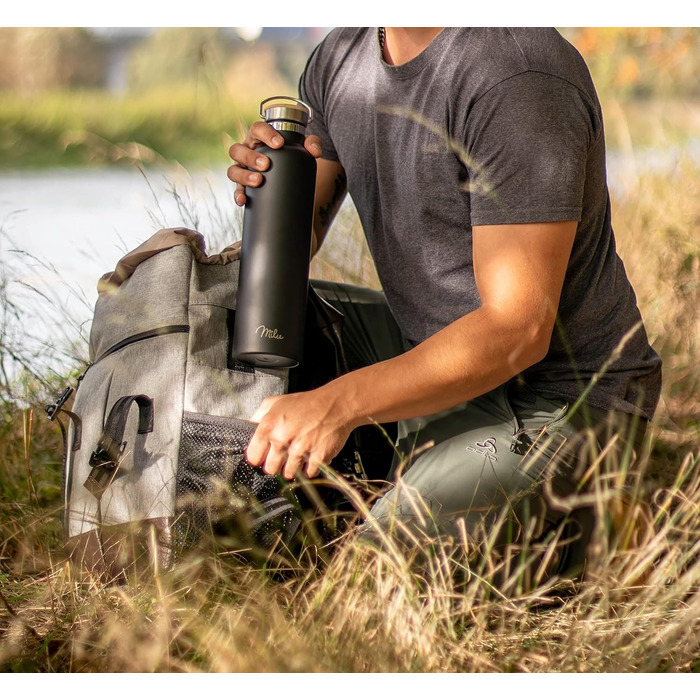 Термофляга Milu з нержавіючої сталі 500мл, 750мл, 1000мл (+3 кришки) - термос з трубочкою, ізольована пляшка, вилкафляка, подвійні стінки, підходить для газованої води (Чорний, 500мл)