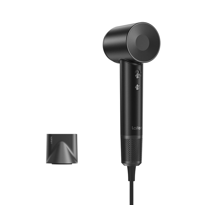 Фен Laifen з іонізацією 200 млн негативних іонів, 110 000 об/хв, для швидкого сушіння, безщітковий мотор, тихий, з магнітною насадкою (Swift, Чорний)