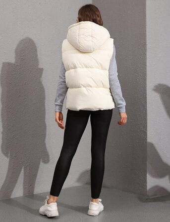 Жіноча безрукавна стьобана жилетка Lentta з капюшоном, тепла зимова жилетка, пухова жилетка, колір бежевий