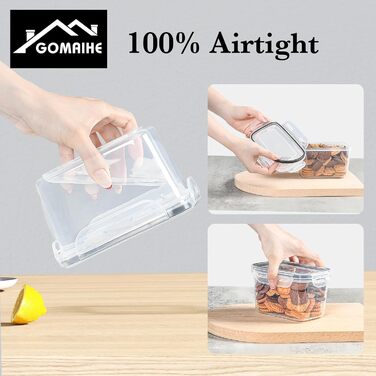 Контейнери для зберігання GoMaihe 12 шт. з кришкою: набір для кухні, 800 мл, з етикетками. Їдальня для їжі, крупи, цукру та спецій. Без BPA, придатні для миття в посудомийній машині. Чорний колір, 0.8 л x 12 шт.
