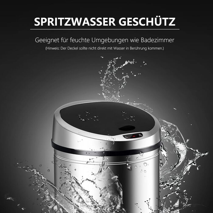 Сміттєве відро Ribelli Edelstahl з сенсором, 60 літрів, нержавіюча сталь, автоматичне відкриття/закриття, LED-індикатор, хромоване