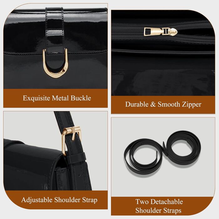 Сумка жіноча через плече (крос-боді) PU шкіра, маленька чорна сумка-шопер для повсякденного використання, роботи та відпочинку