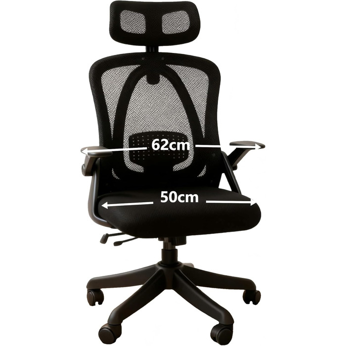 Ергономічне крісло для офісу: регульовані підлокітники, 3D-підголовник та поперекова підтримка, функція гойдання та нахилу (білий та чорний)