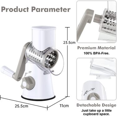Трокер для овочів з ручкою та 3 наборами терлок: для овочів, сиру, льоду, зелені. Білий