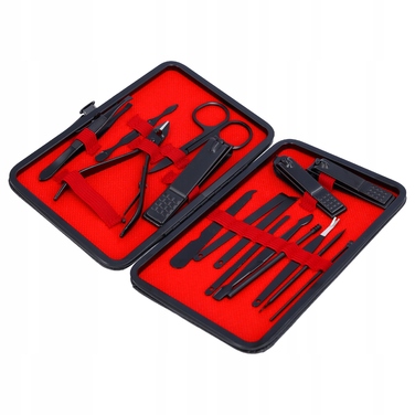 Набір для манікюру 16 предметів з футляром: кусачки, ножиці, пилки та аксесуари