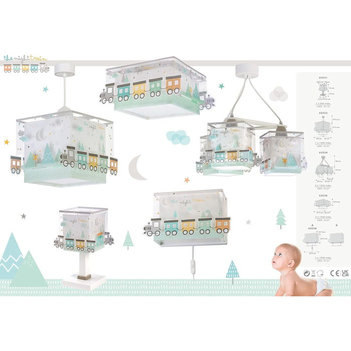 Dalber children's lamp pendant light hanging lamp pull colors train The Night Train colorful