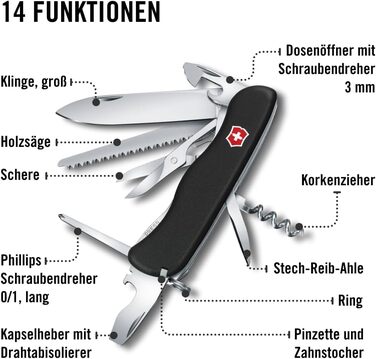 Мультитул Victorinox Outrider, Швейцарський армійський ніж, 14 функцій, чорний