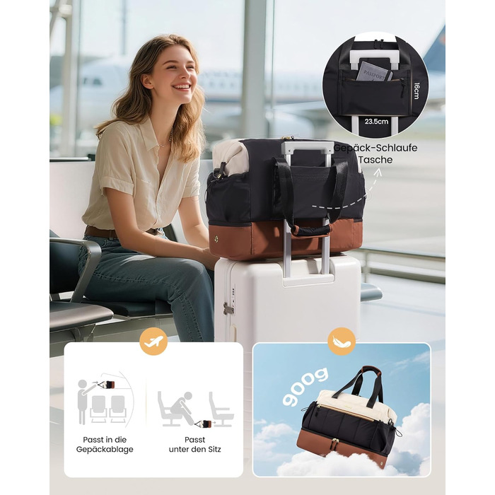 Сумка-валіза LOVEVOOK для жінок, легка дорожня сумка, сумка для пологового будинку, спортивна сумка з відділенням для взуття, валіза для ручної поклажі, водонепроникна, L-37L