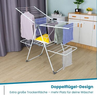 Розкладна сушарка для білизни Allyson, двоярусна, регульована по висоті, складна, вологостійка, з нержавіючої сталі, 20 метрів сушильної поверхні для дому та вулиці