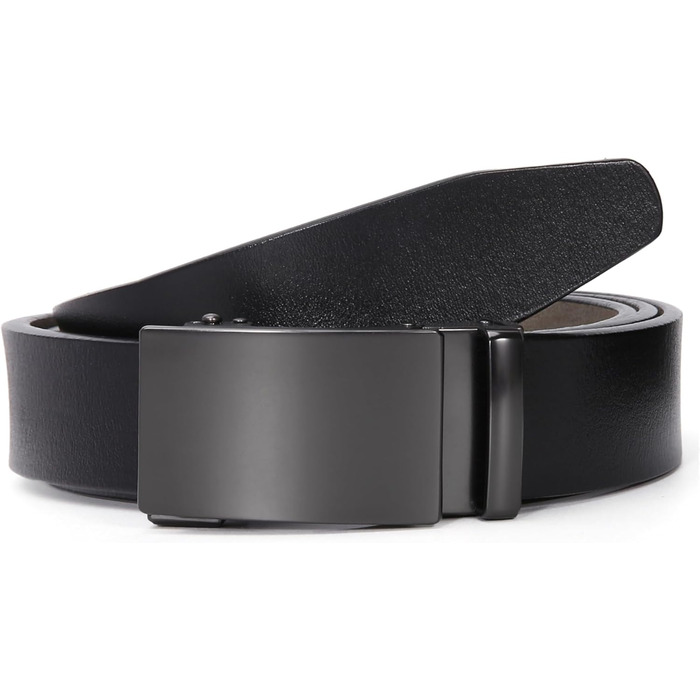 Чоловічий шкіряний ремінь на пряжці з автоматичною застібкою, 35 мм, регульований, 130 см, для костюма та ділового одягу (Y-чорний)