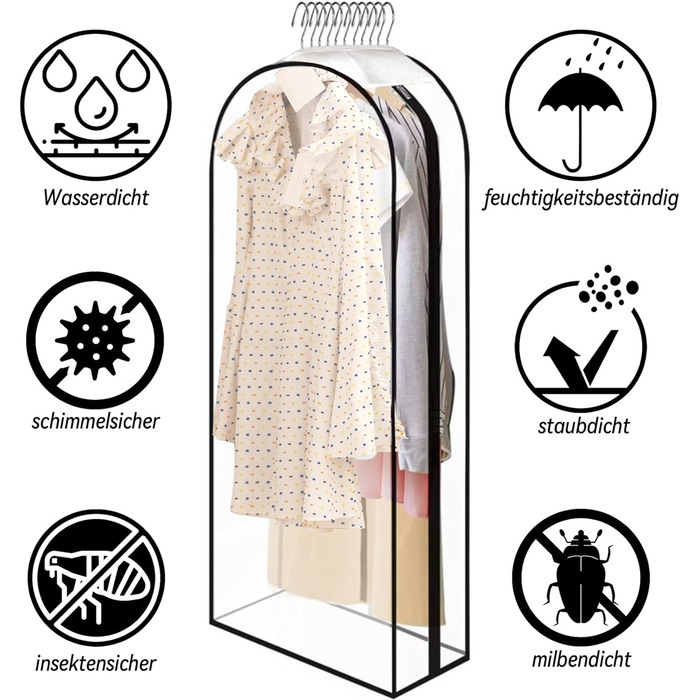 Прозорі мішки для одягу 2 шт. 110x60x25 см - захист та зберігання одягу під час подорожей