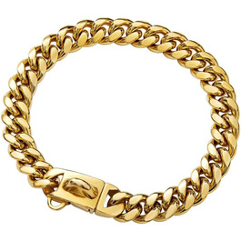 Нашийник для собак Кубинський стиль, нержавіюча сталь, ширина 14 мм, ланцюжок, довжина 26/31/36/41/46/51/56/61 см, золотий, для цуценят, собак маленьких та середніх порід