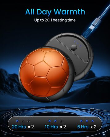 Електричні грілки для рук 2 шт. | Змінні, з 3 режимами нагріву та 20 годинами тепла, USB, для холодної погоди, Outdoor, Indoor (Помаранчевий)