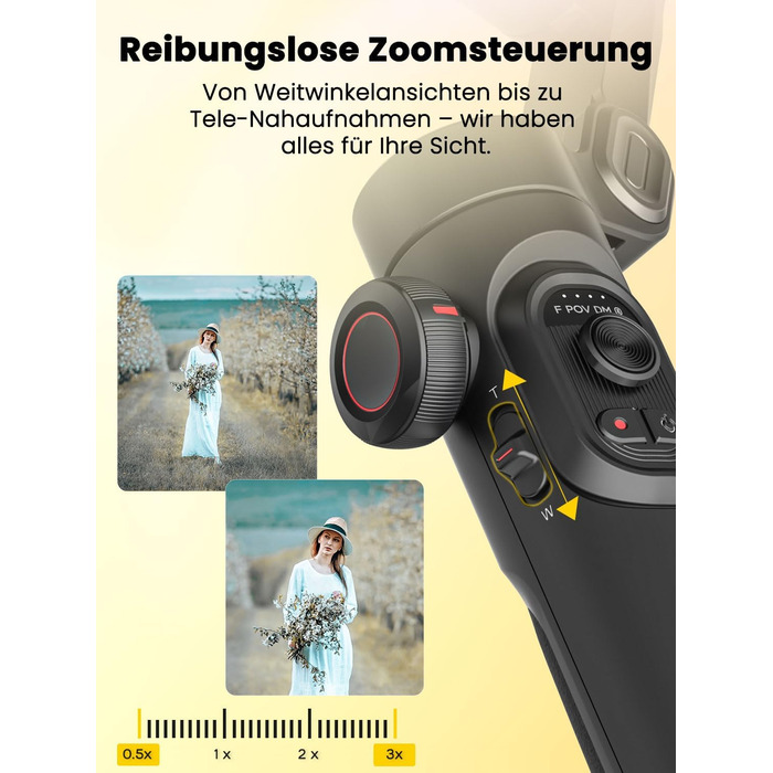 Стабілізатор для смартфона AOCHUAN 3-осьовий, складний, з фокусним колом, для iPhone та Android, Smart XE AI - для TikTok, YouTube, Vlog