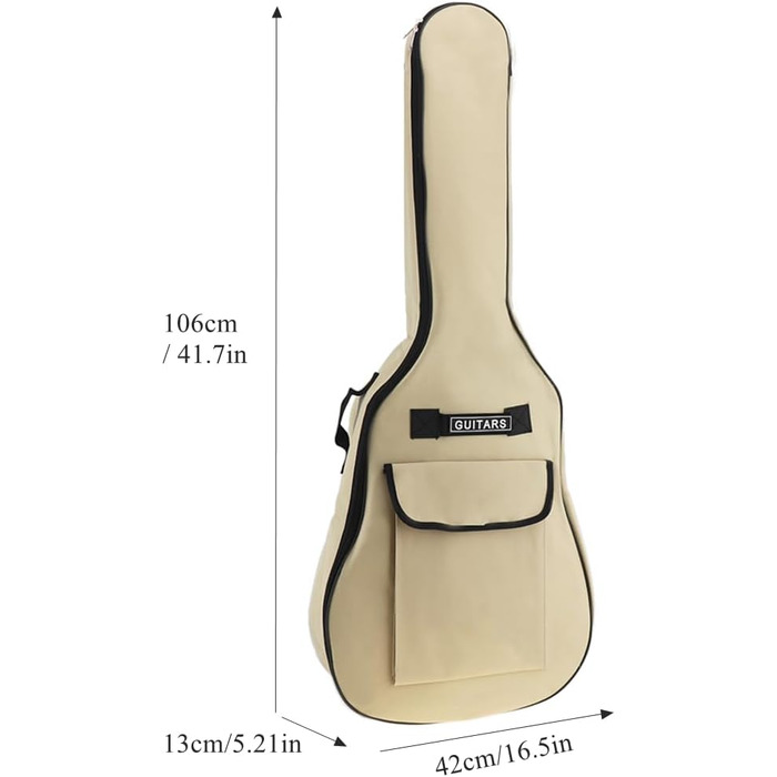 Чохол для акустичної гітари MuzcYM, 104 см, бежевий: водонепроникний, з двома регульованими ременями
