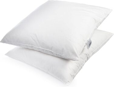 H&F Heimtextilien 2-Piece Set | Premium Quality | Pillowcases 80x80 cm | Filling: 1300 grams of feathers, goose feathers | 100% Natural Pillow | Cover: 100% Cotton | Feather Pillow 80 x 80 cm | Oeko-TEX Certified 1300.0 grams 2