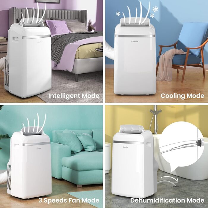 Мобільний кондиціонер Comfee Breezy Cool Pro 2.0, 7000 BTU (2kW), охолодження, вентиляція, осушення, керування через додаток, для приміщень до 68 м³