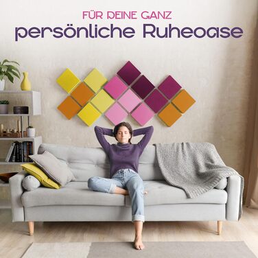 Акустичні панелі для поглинання шуму Sunny Shades, набір 8 шт, квадратні 3D панелі для стін, виготовлено в ЄС