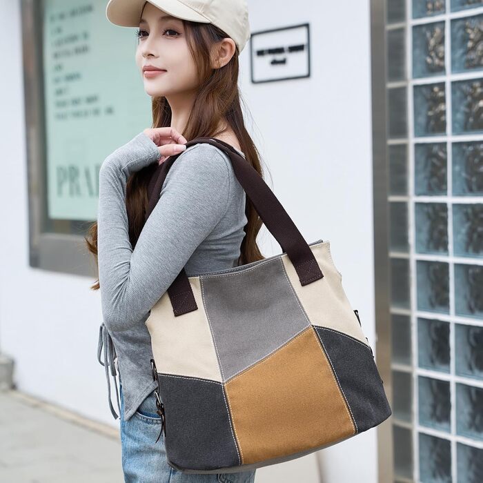 Жіноча сумка-шопер Canvas Retro Hobo великої місткості, сіра повсякденна сумка через плече для навчання та міста