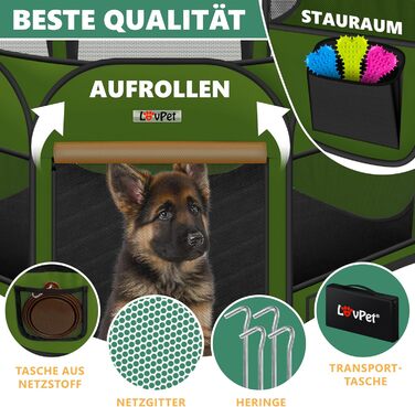 LOVPET® Foldable Pet Playpen - Indoor/Outdoor Dog & Cat Enclosure with Bowl & Fleece Blanket - Oxford Fabric Pop-Up System