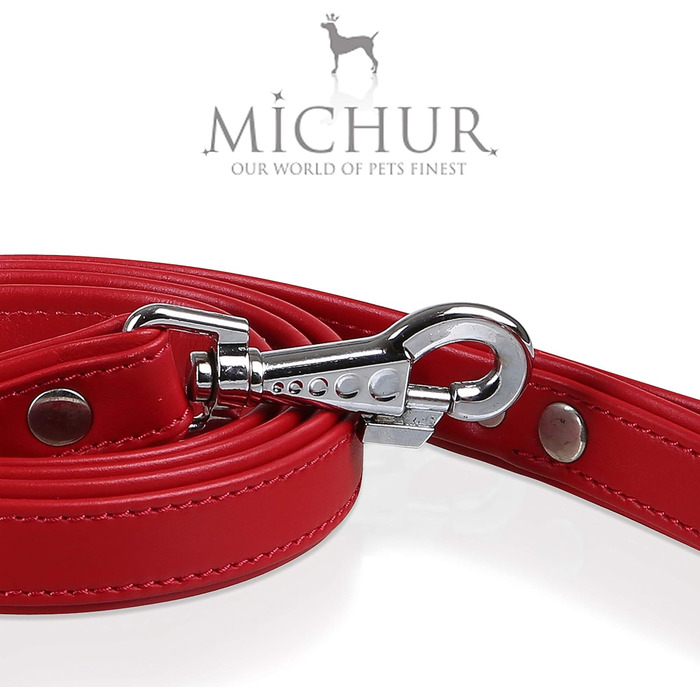 Julieta Leine, leather dog leash, leather lead for dogs, MATCHES Julieta collar, Red, leather, with lilies, rhinestones, and a large crystal