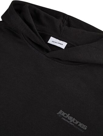 Чоловічий худі Jack & Jones Relaxed Fit з принтом JWHINTERLUDE, великі розміри (Plus Size), чорний