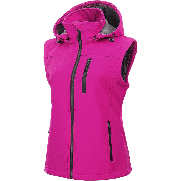 Легка софтшеллова жилетка CREATMO для жінок, вітронепроникна, з віднімною капюшоном, фіолетовий, XS