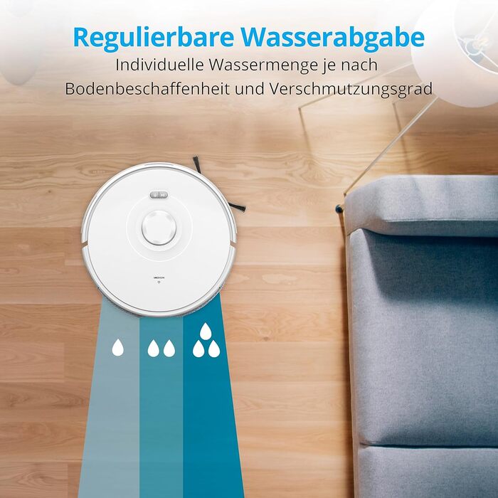 Робот-пилосос MEDION X10 SW з лазерною навігацією та функцією миття, 2700Pa, 2-в-1, створення карт, зони заборони, для кількох поверхів