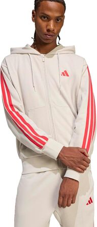 Чоловіча толстовка-худі Adidas Essential Three Stripes на блискавці з французьким махровим трикотажем (M, Wonder Alumina/Pure Ruby)