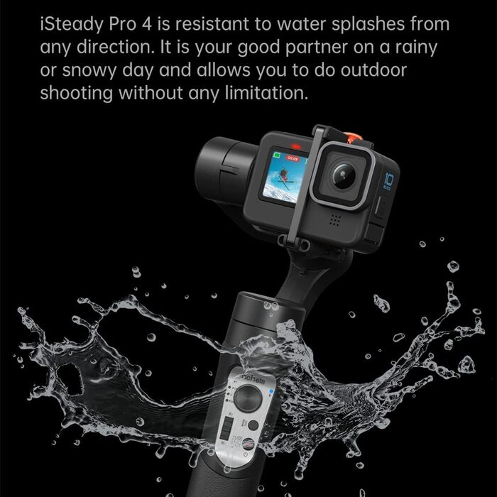 Hohem iSteady Pro 4 – стабілізатор для екшн-камер GoPro, DJI, Insta360, Sony. 3-осьовий, водонепроникний, з тривалим часом роботи (14 годин).