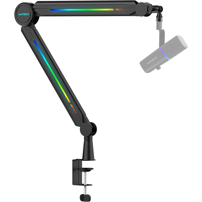 Кріплення мікрофона IXTECH RGB Boom Arm: регульований тримач для стрімінгу, геймінгу, чорний