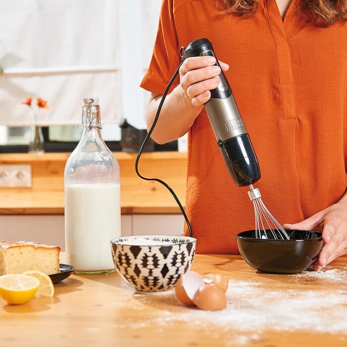 Занурювальний блендер BLACK+DECKER BXHBA1000E, 1000 Вт, 20 швидкостей, 4 насадки