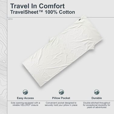 Дорожня ковдра Cocoon з бавовни, натуральний колір, 213x89 см