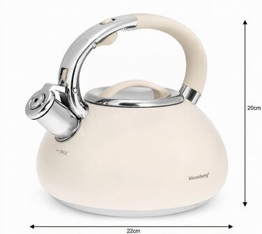 Чайник емальований Klausberg KB7107 Creme 2.5л для плити, нержавіюча сталь