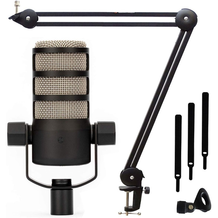 Rode PodMic професійний подкаст-мікрофон + кріплення Keepdrum MS138 для мікрофона (чорний)