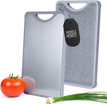 Двостороння обробна дошка Moritz & Moritz з нержавіючої сталі та пластику - антиковзаюча з жолобком для соку та поверхнею для натирання - гігієнічна та придатна для миття в посудомийній машині