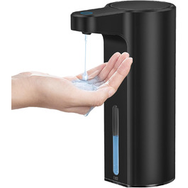 Automatic Soap Dispenser with Window - Infrared Sensor, 250ml, USB Rechargeable, Waterproof, Adjustable Dosage, Drip-Free, for Kitchen & Bathroom - Matte Black