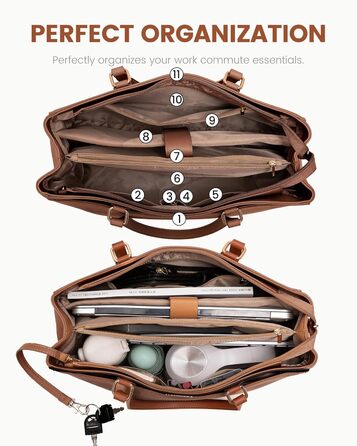 Сумка для ноутбука LOVEVOOK жіноча 17 дюймів, коричнева: ділова сумка, портфель, сумка для університету, школи, офісу